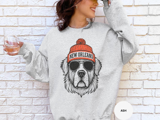 Graphic New Orleans Mascot Football Sweatshirt, Game Day Gift, New Orleans Football Fan Tee, Retro New Orleans Team Shirt, Sport Mascot Gift