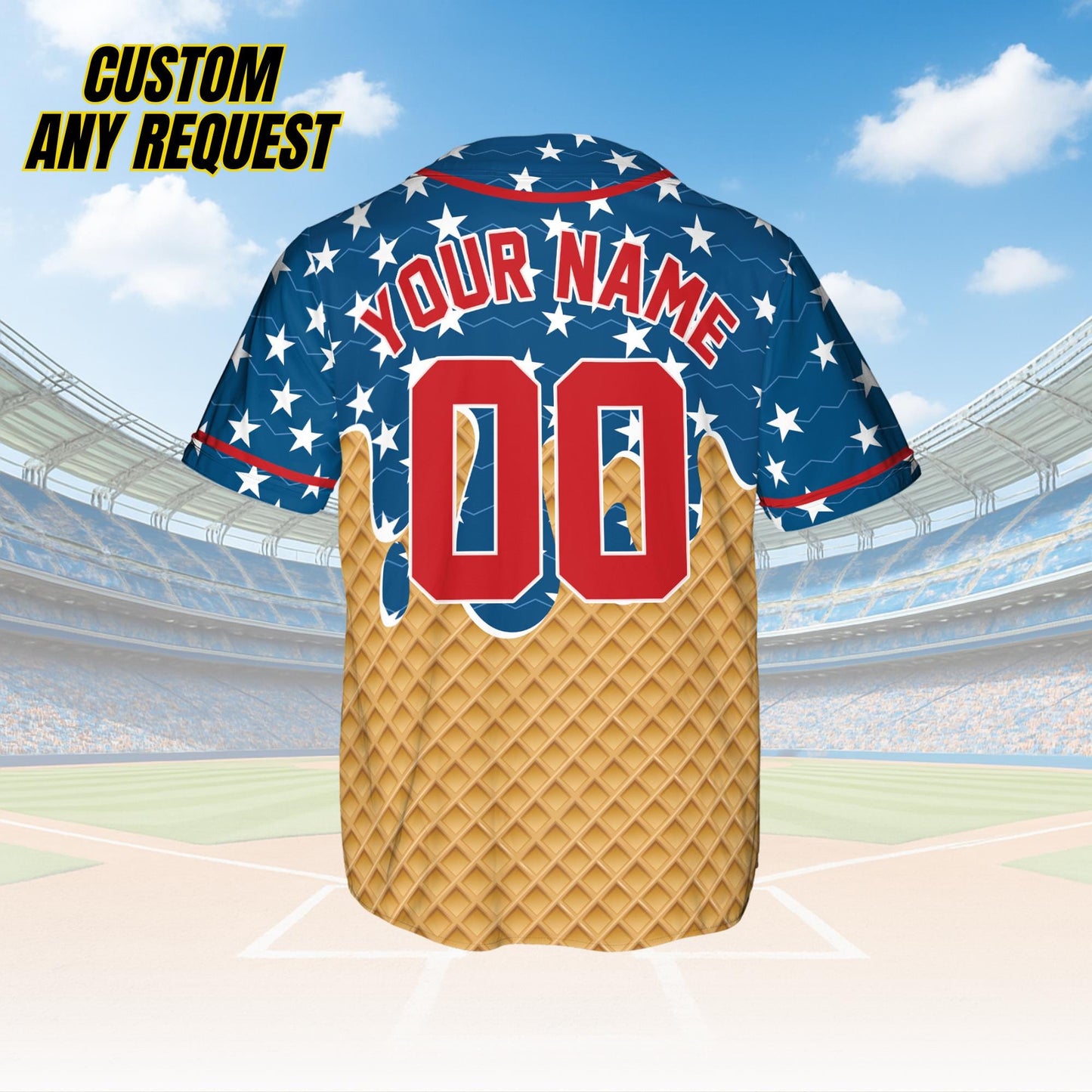 Custom 4th of July Baseball Jersey,Patriotic Ice Cream Dripping Jersey with Name & Number,Baseball Lovers,Patriotic Shirt,USA Jersey B28