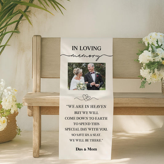 Personalized Memorial Wedding Chair Banner, Wedding Memorial Sign, Reserved In Loving Memory, Memorial Chair Cover, Memory Chair Sign