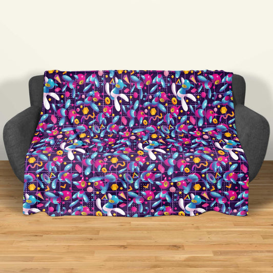 Porygon Blanket, Cute Fleece Throw Blanket, Soft Cotton Baby Blanket, Cozy Retro Gamer Room Decor, Porygon Blanket Gifts