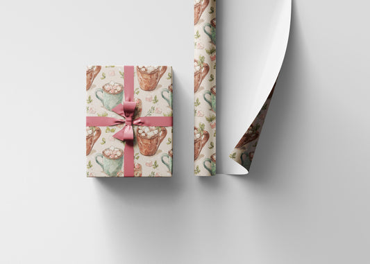 Vintage Christmas Wrapping Paper Roll, Scandinavian Retro Style Gift Wrap, Custom Holiday Paper Sheet #12