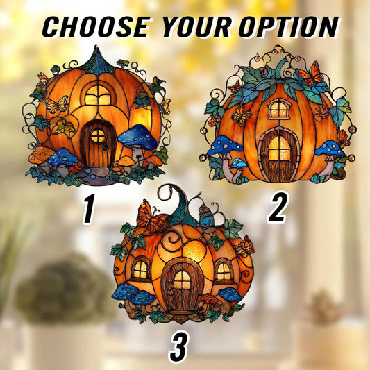 Pumpkin House Window Hanging, Fall Autumn Decor, Handcrafted Acrylic Ornament, Perfect Halloween Home Decoration, Halloween Home Decor