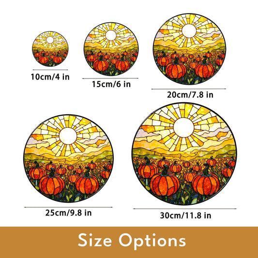 Glowing Pumpkin Field Suncatcher Autumn Window Decor Halloween Gift for Mom or Fall Lovers