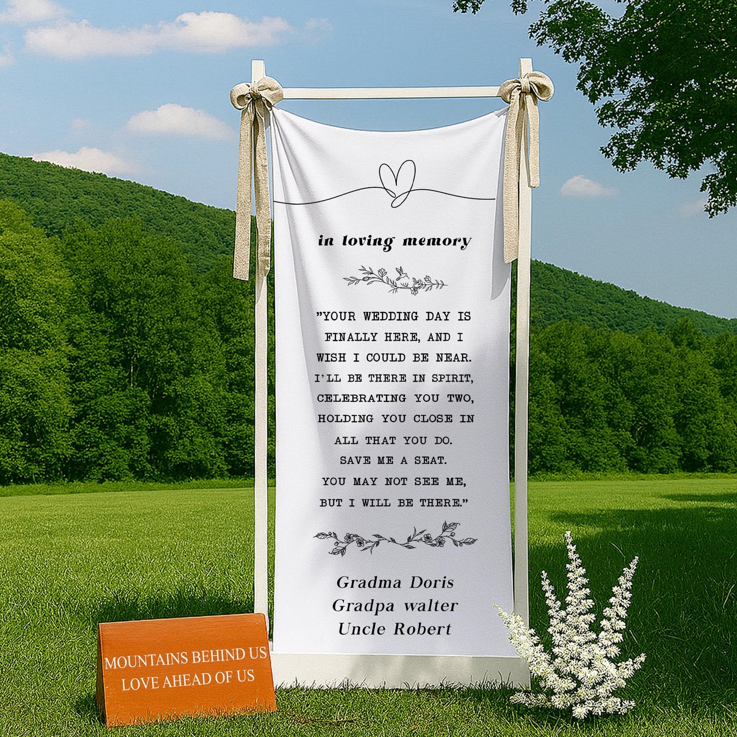 Reserved Wedding Memorial Chair Sign, Custom Memorial Wedding Sign, Wedding Chair Banner In Memory Of Loved Ones, Personalized Fabric Sign