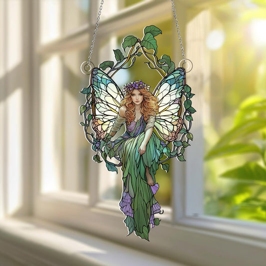 Patrick's Day Fairies Faux Stained Glass, Patrick's Day Suncatcher, Patrick's Day Window Hanging, Lucky Shamrock Decor, Irish Magical