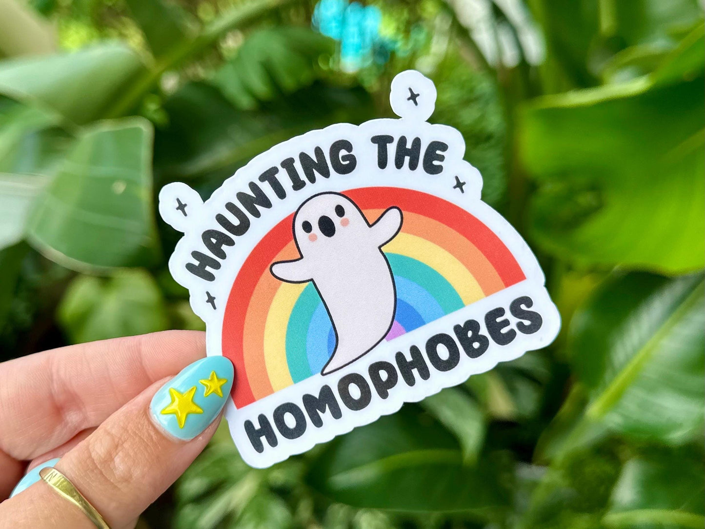 Haunting the Homophobes Waterproof Sticker, Handdrawn Art, Bestfriend Gifts, Positivity, Halloween, Fall, Pumpkin, LGBTQ, Pride