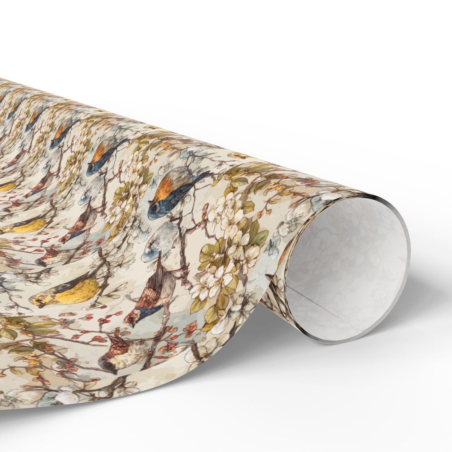 Nature Lover Wrapping Paper Roll, Bird Watching Gift Wrap with Branches, Feathers, and Colorful Birds #18