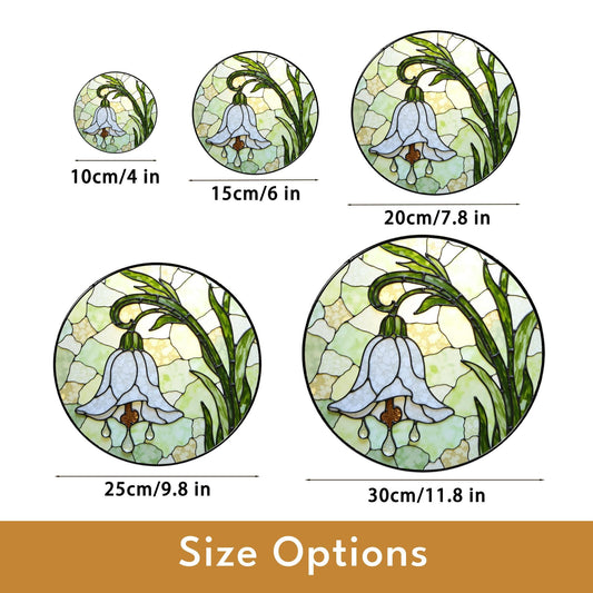 White Bell Flower Stained Glass Suncatcher Floral Window Hanging Gift for Moms and Garden Lovers