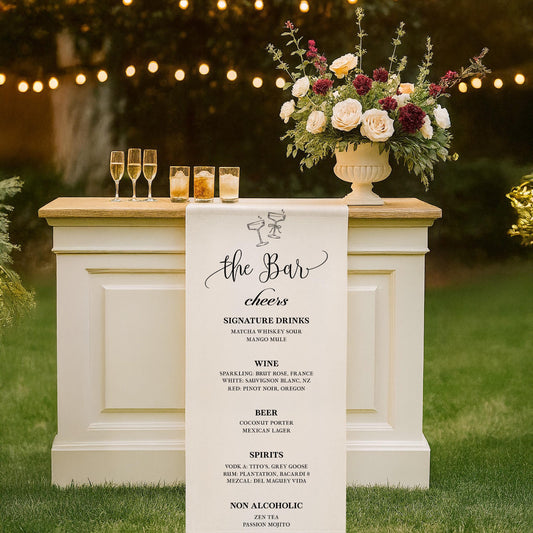Editable Wedding Bar Menu Sign Template - Custom Signature Drinks, Wine, Beer & Spirits Printable Sign - Minimalist Reception Bar Decor