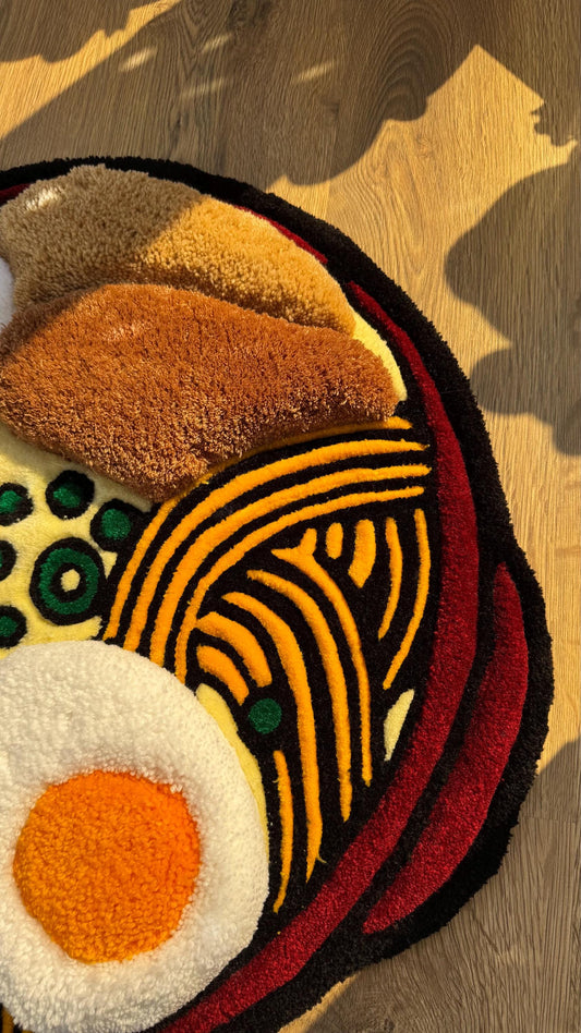 Custom Ramen Rug – Supper Puffy 3D Handmade Tufted Carpet, Cute Mat, Kawaii Girl Room Decor, Unique Gift for Her or Bedroom Mat