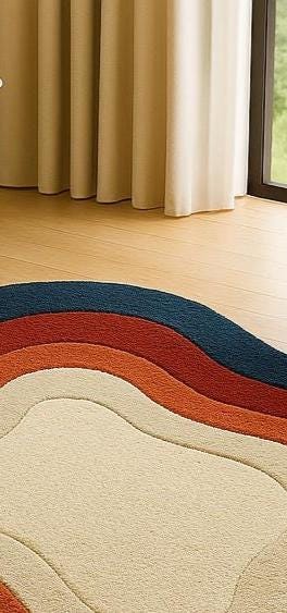 Hand-Tufted Flowing Hues Wool Rug: Irregular Modern Design
