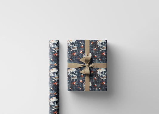 Alternative Gothic Christmas Wrapping Paper Roll, Skulls and Snow Design for Gothmas Packaging #17