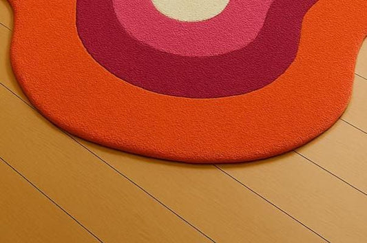 Hand-Tufted Melty Sunset Swirl Wool Rug: Irregular Area Rug