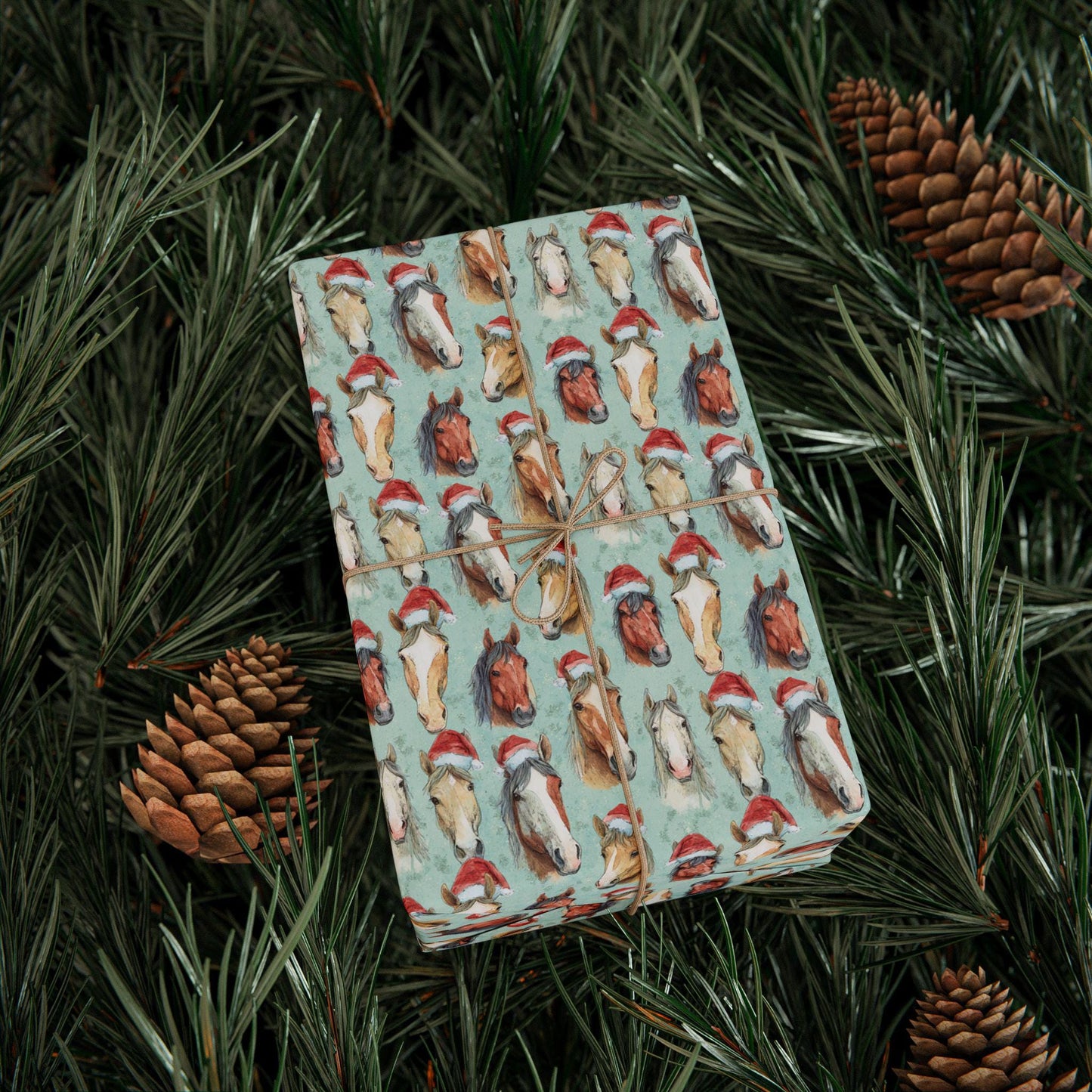Equestrian Christmas Gift Wrap, Horse Lover Wrapping Paper, Cowgirl Winter Holiday Wrap, Riding Scene Present Paper