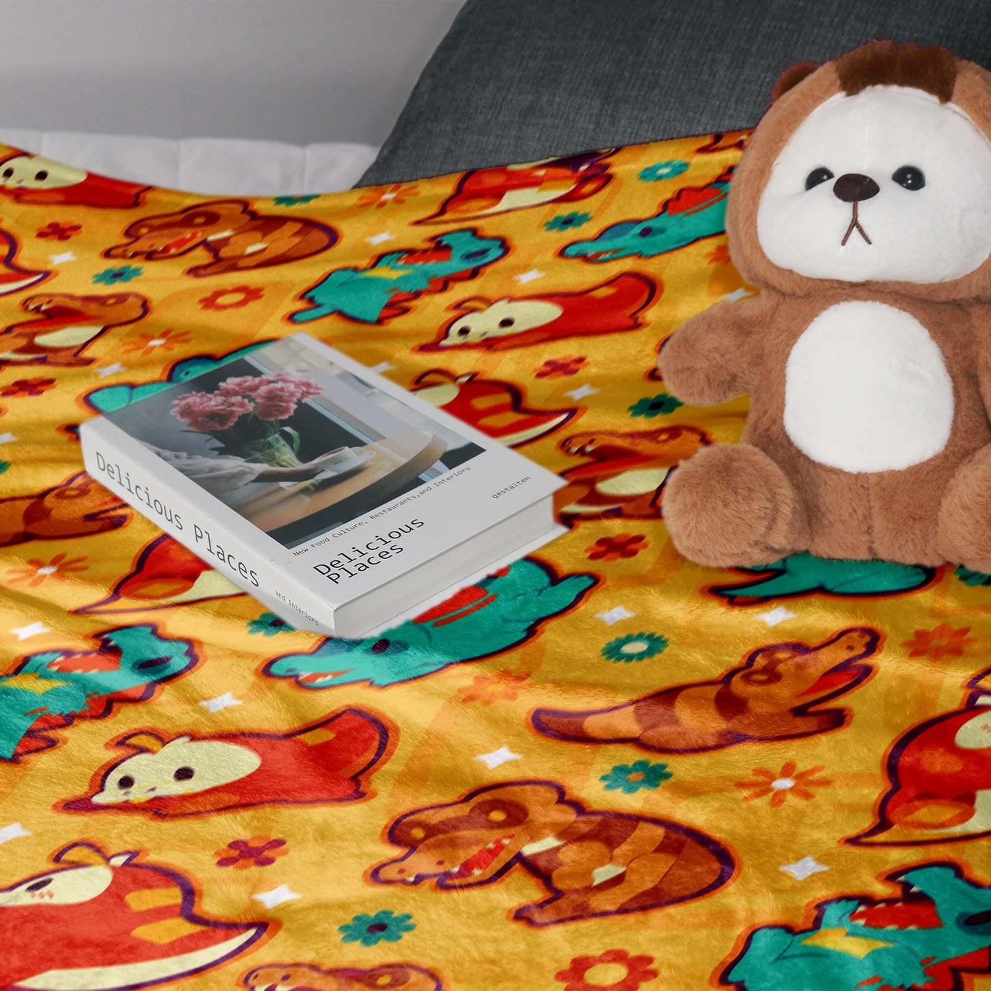 Totodile Fuecoco Fleece Blanket, Topical Throw Blanket, Cotton Baby Blanket, Home Decor Cozy Blanket, Totodile Blanket Gifts