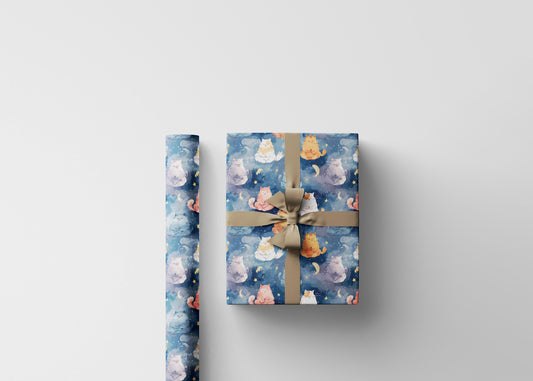 Yoga Cats Wrapping Paper Roll, Meditation Themed Gift Wrap for Yogis and Mindful Holiday Packaging #13