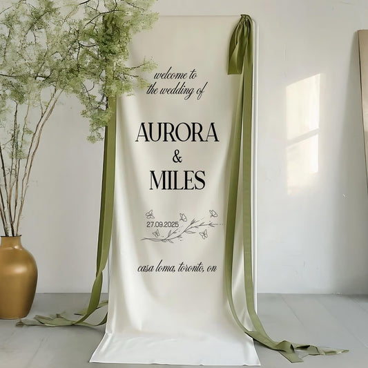Fabric Wedding Welcome Sign, Modern Wedding Welcome Sign, Fabric Custom Wedding ceremony Boho Wedding Welcome Sign Wedding Ceremony Sign