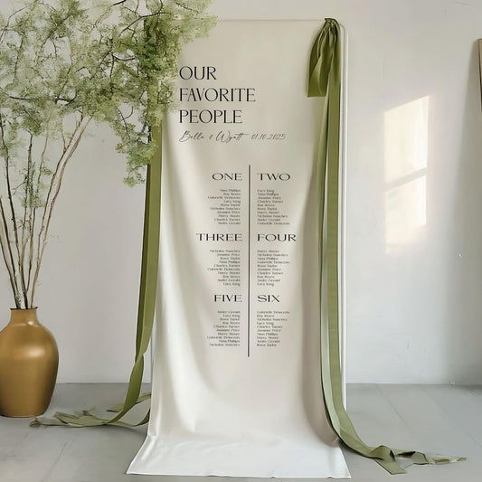 Wedding Seating Chart Banner | Personalized Reception Guest List Sign | Elegant Custom Table Assignment Board | Ceremony Decor