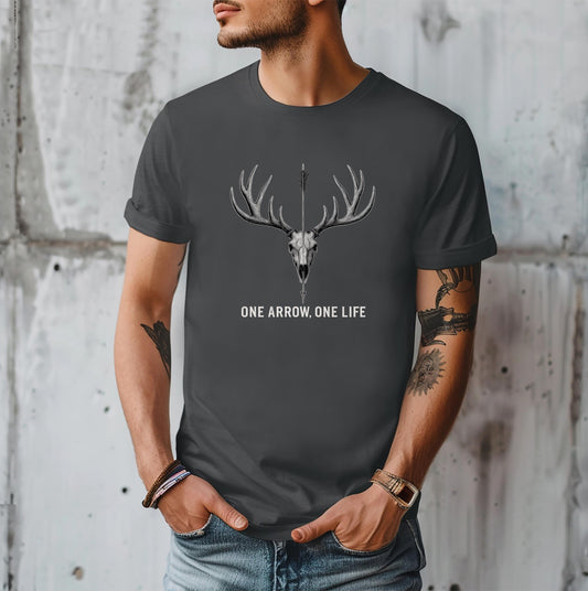 One Arrow One Life Premium Men's T-Shirt | Hunting Graphic Tee | Outdoor Adventure Apparel | Wilderness Clothing for Men