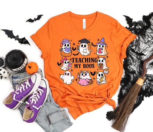 Teaching My Boos Halloween Teacher Shirt ,Cute Ghost Teacher Tee, Fall School Shirt, Spooky Season, Teacher Ghost Tee, Ghost Teacher Tee