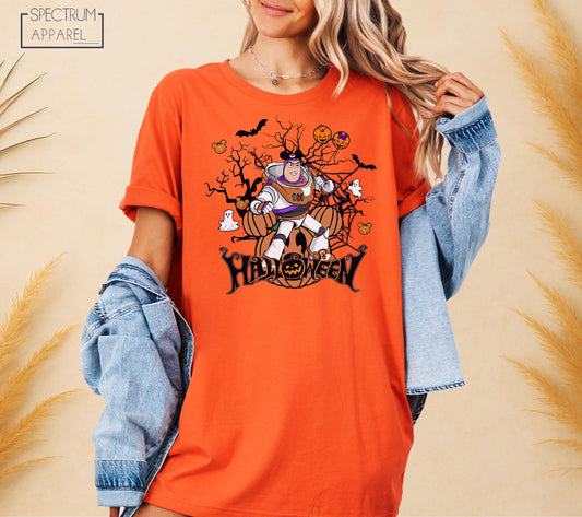 Halloween Buzz T-Shirt, Space Ranger Halloween T-Shirt, Halloween Toy Story Tee, Buzz Pumpkin Ghost Tee, Spooky Season Space Ranger Shirt