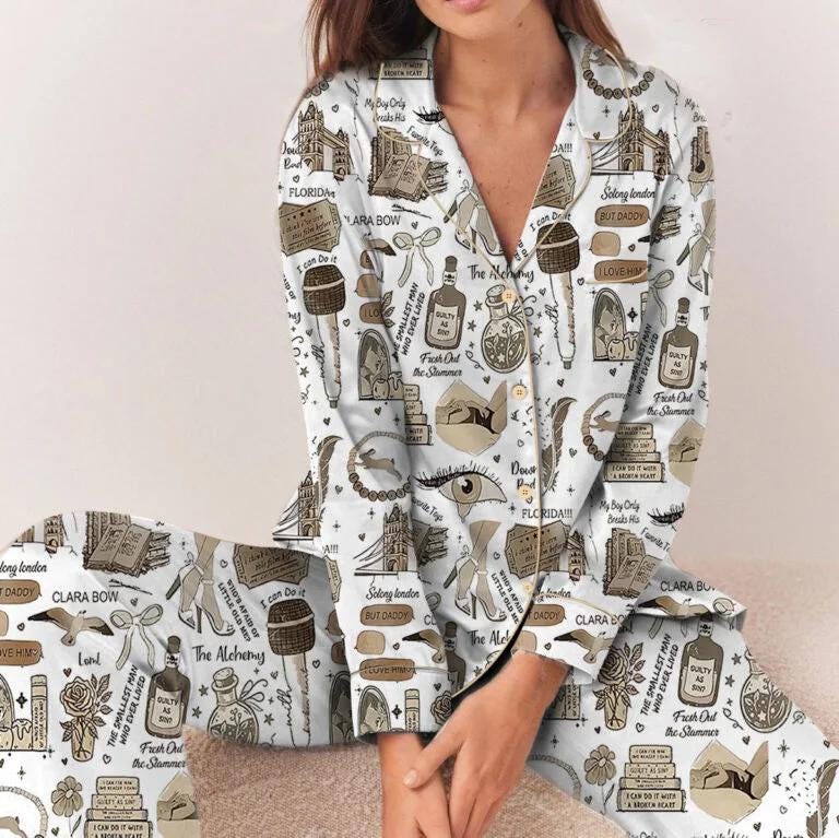 Taylor Swift Song Lyrics Satin Pajamas Set Pajamas Set