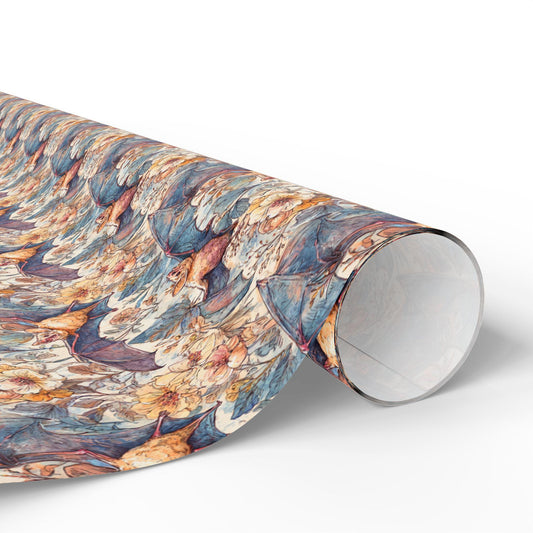 Bat Print Halloween Wrapping Paper Roll, Dark Gothic Gift Wrap for Spooky Season, Witchy Presents, and Haunted Celebrations #3