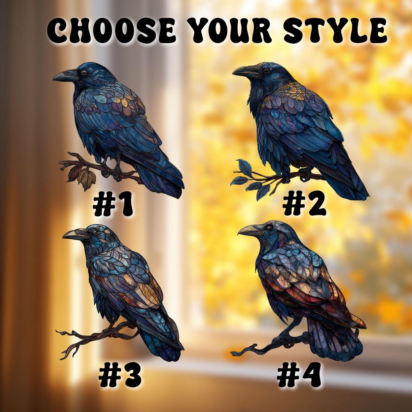 Raven window hanging decor,mystical crow ornament for gothic home,fall window decoration,spooky bird art for Halloween lovers,halloween gift