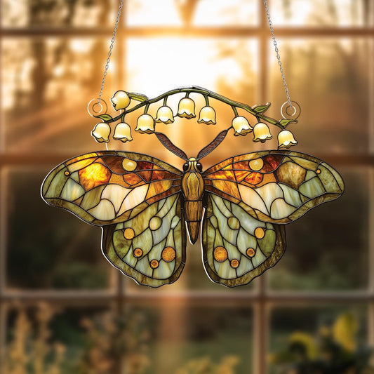 Butterfly & Lily of the Valley Acrylic Window Hanging, Cottagecore Window Hanging, Nature-Inspired Gift, Spring Garden Decor, Boho Home Art