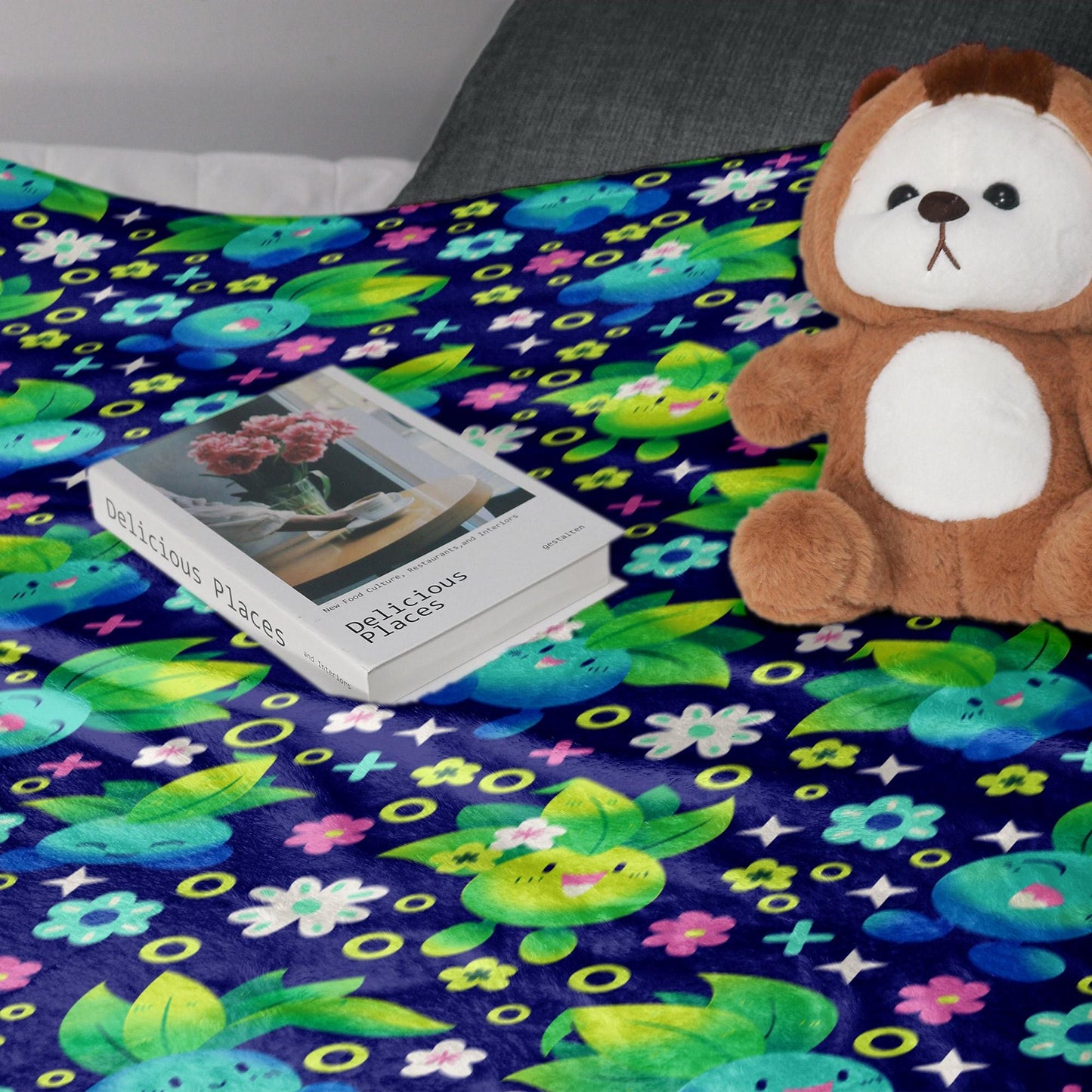 Oddish Fleece Blanket, Cute Cozy Throw, Soft Cotton Bedding, Oddish Blanket For Men Women, Home Decor Gift, Oddish Blanket Gifts