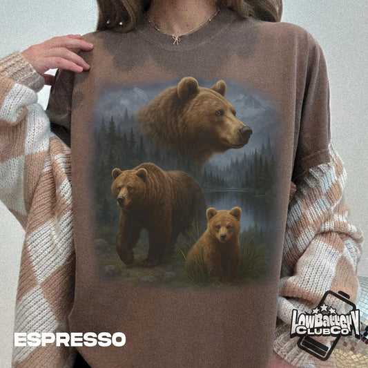 Retro Bear Landscape T-Shirt, Vintage Nature Scene Graphic Tee, Nature Shirt, Gift for Bear Fans
