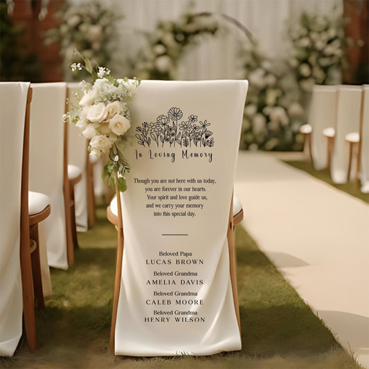 In Loving Memory Wedding Banner, Memorial Aisle Chair Decor, Personalized Remembrance Sign for Ceremony, Lost Loved Ones Wedding Keepsake