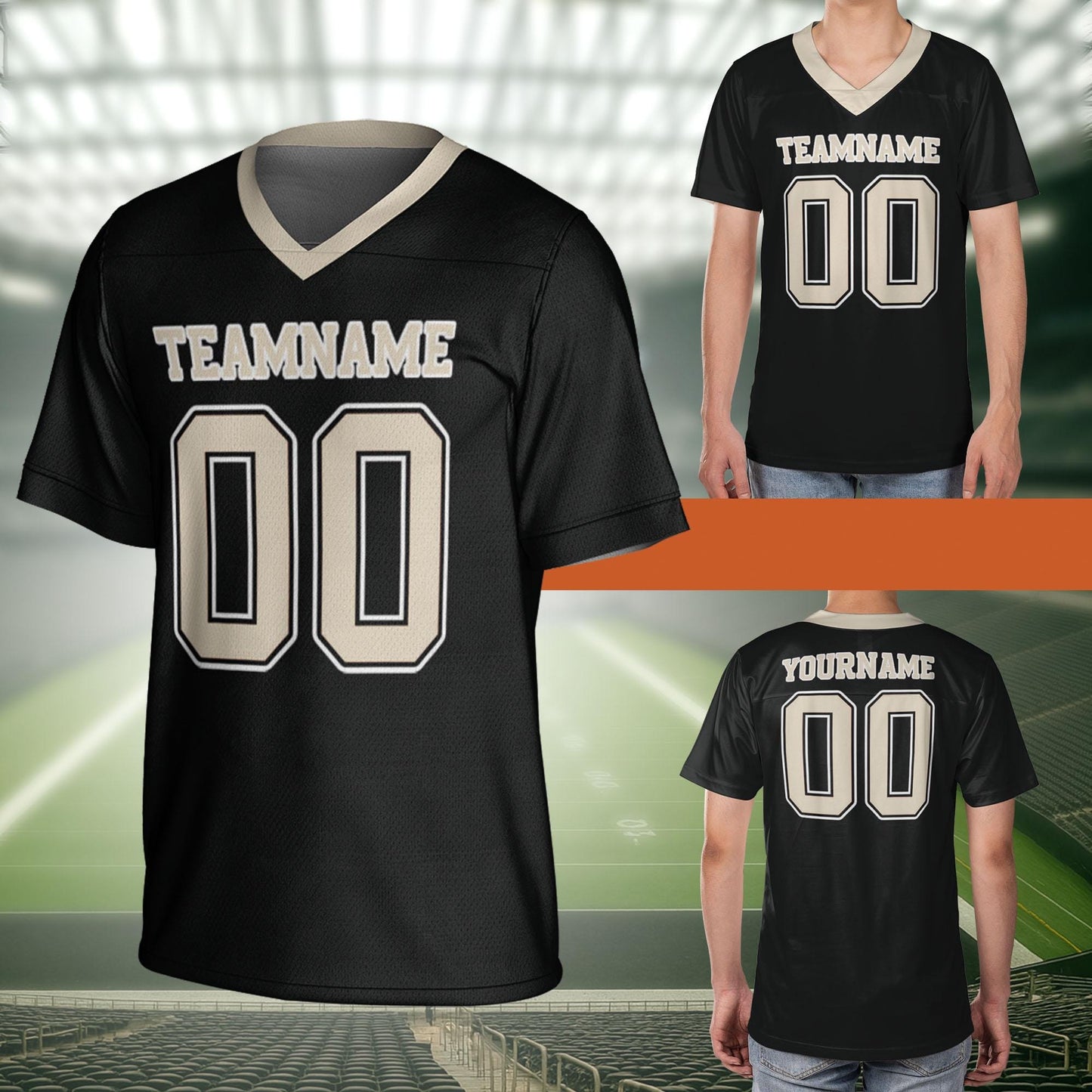 Custom Football Jersey, Custom Football Jersey, Men's Mesh V-neck Shirt, Short Sleeve Design, Add Name And Number, Ideal For Sport Lovers