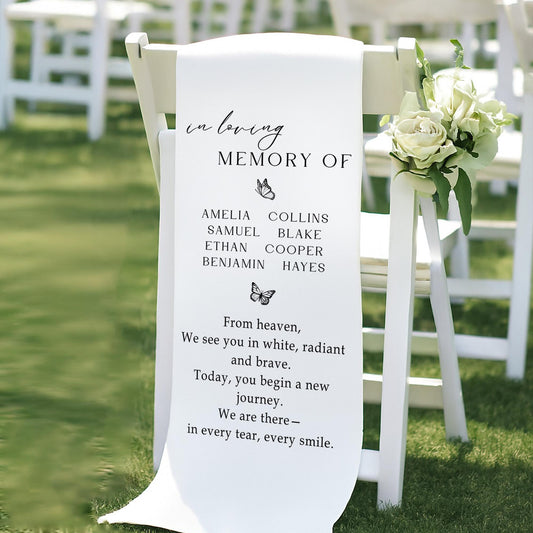 In Loving Memory Wedding Chair Sign, Memorial Banner for Ceremony, Personalized Remembrance Seat Cover, Custom Tribute Decor for Loved Ones