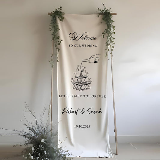 Custom Fabric Wedding Welcome Sign, Modern Wedding Welcome Sign, Fabric Custom Wedding ceremony Boho Wedding Welcome Sign, Ceremony Sign