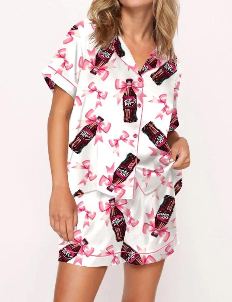 Coquette Pepper Drink Satin Pajama Set For Women Pajamas Set