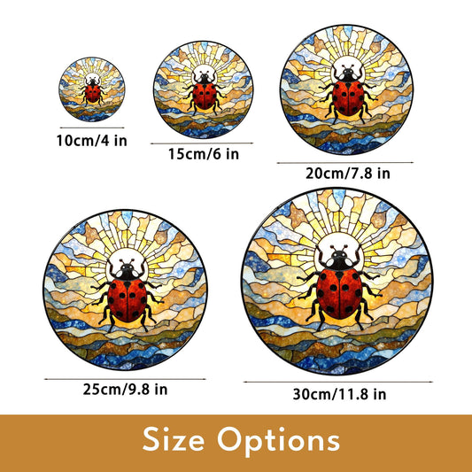 Ladybug stained glass suncatcher insect window decor gift for spring nature lovers
