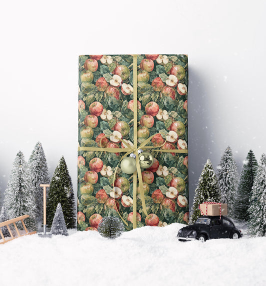 Farmers Market Wrapping Paper Roll Country Rustic Apples Farmhouse Style Eco Friendly Fruit Orchard Kitchen Gift Wrap #45