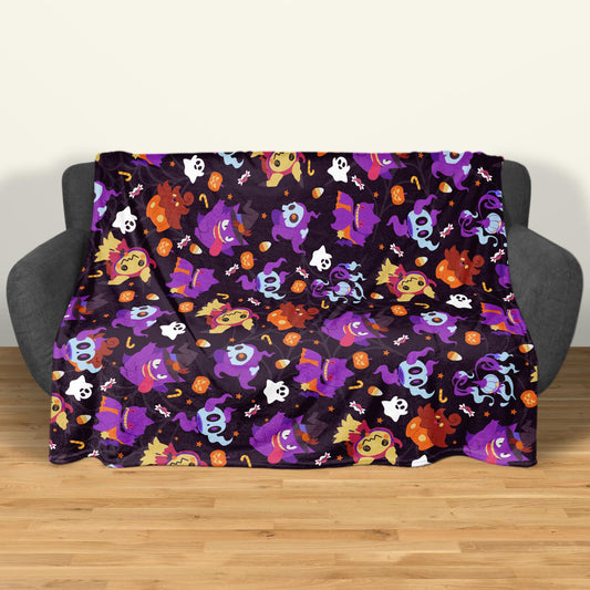 Mewtwo and Eevee Blanket, Kawaii Fleece Blanket, Cozy Baby Blanket, Space Throw Blanket, Cotton Fleece Bedding Decor, Mewtwo Blanket Gifts