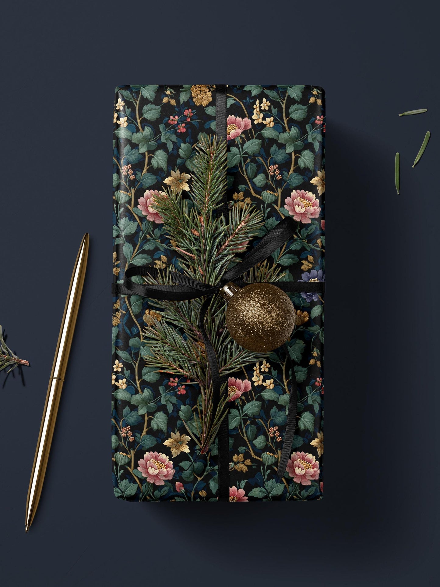 Floral Gift Wrap Flower Wrapping Paper Feminine Gift Idea Moody Floral Design Garden Lover Gift Wrap Roll Romantic Gift for Her Gift for Mom