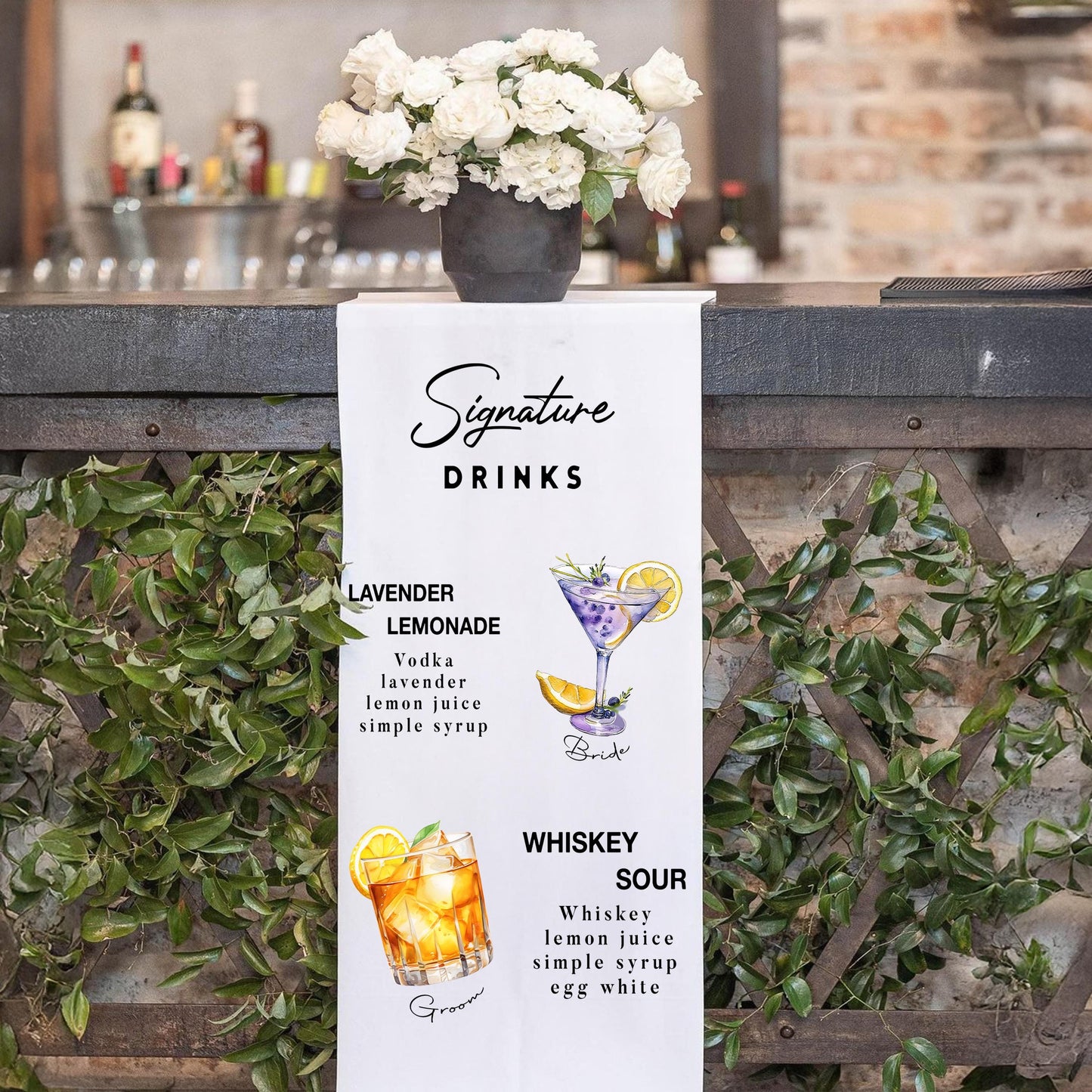 Personalized Bar Sign, Wedding Bar Menu, Custom Bar Sign, Bar Sign, Signature Cocktails Sign, Minimalist Bar, His and Hers Wedding Bar Sign