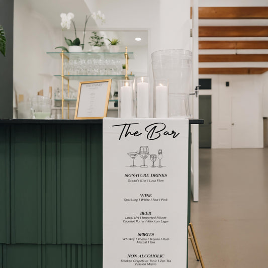 Personalized Bar Sign, Bar Menu, Wedding Bar Menu, Customizable Fabric Cocktail Menu, Custom Bar Sign, Minimalist Wedding Bar Sign