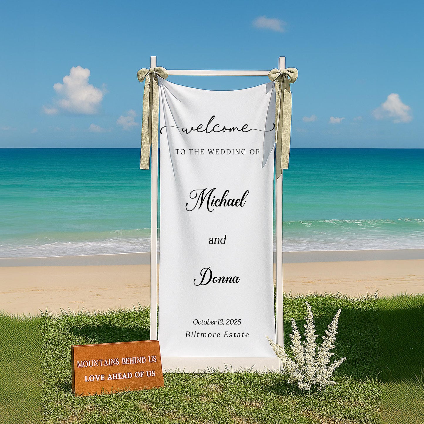 Personalized Wedding Sign, Custom Fabric Wedding Welcome Sign, Wedding Decor, Modern Ceremony Sign, Rustic Fabric Sign,Outdoor Wedding Decor