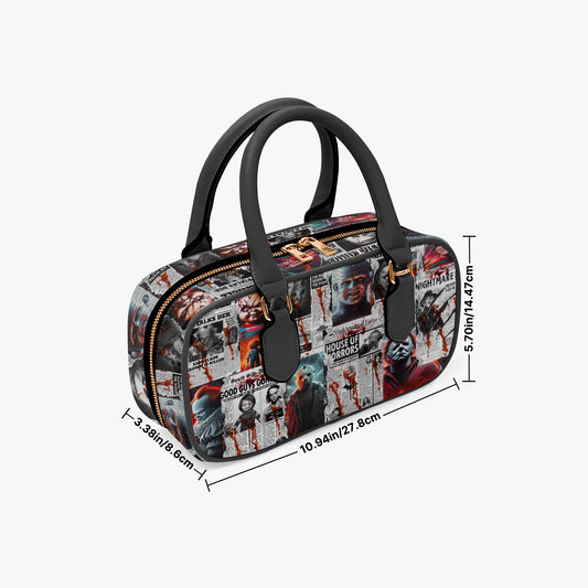 The Horror Gazette Small Handbag | Top Handle Bag | Custom Horror Lovers Handbag | Spooky Season Crossbody Bag | Mini Bag