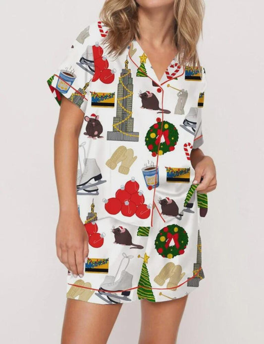 Holiday In New York Satin Pajama Set For Women Pajamas Set