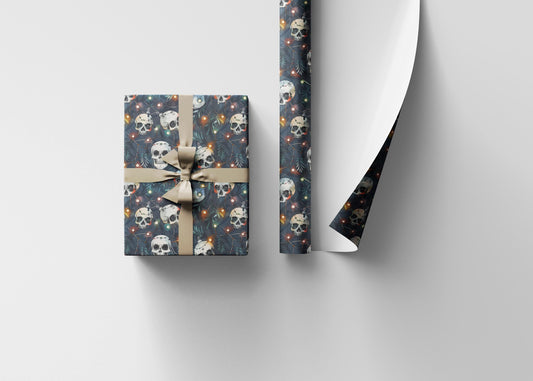 Skull Themed Christmas Wrapping Paper Roll, Dark Alternative Gothmas Holiday Gift Wrap #9