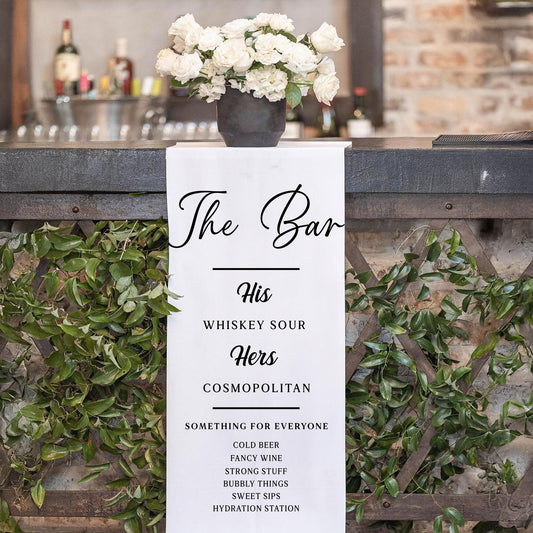 Custom Wedding Bar Menu Sign, His and Hers Signature Drink Banner, Elegant Cocktail Menu Wedding, Minimalist Bar Banner, Wedding Bar Sign