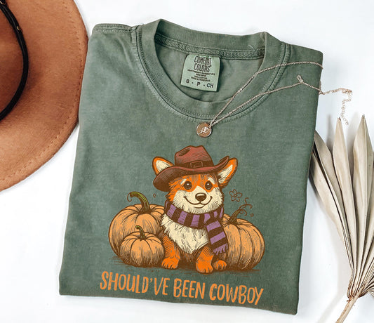 Comfort Colors® Should've Been Cowboy Shirt, Corgi Pumpkin Shirt, Pumpkin Shirt, Pumpkin Fall Shirt, Corgi Mom Shirt, Cute Corgi Shirt