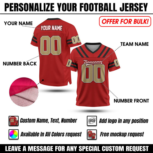 Personalized Team Shirts Football Jersey for Adult Kid, Custom Team Name Number Logo, Football Fan Tee V-Neck Shirt Gift for Fan Lovers