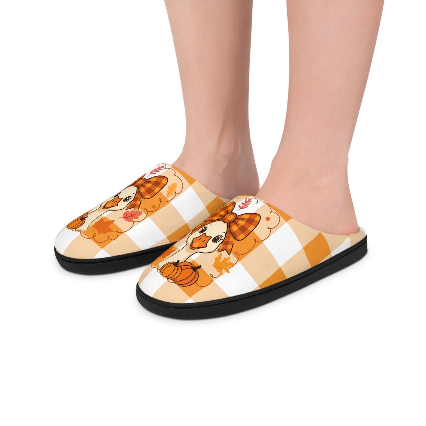 Cozy Pumpkin Inspired Womens Fall Slippers Cute Goose House Shoes Indoor Footwear Thanksgiving Gift Autumn Decor Halloween Vibes